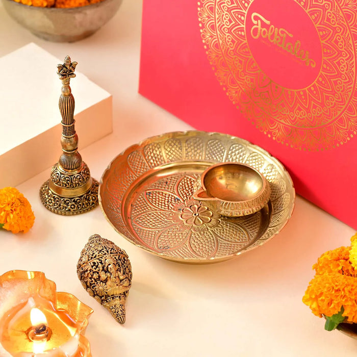 The Diya Plate Ghanti & Shankh Set