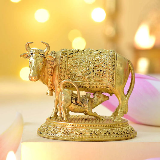 Cow and Calf Brass Murti