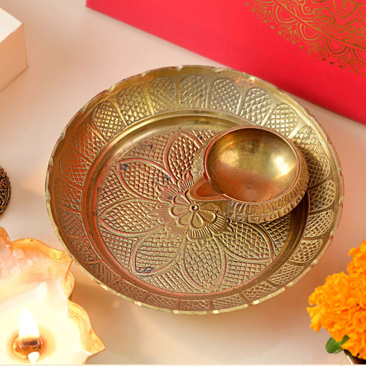 The Diya Plate Ghanti & Shankh Set